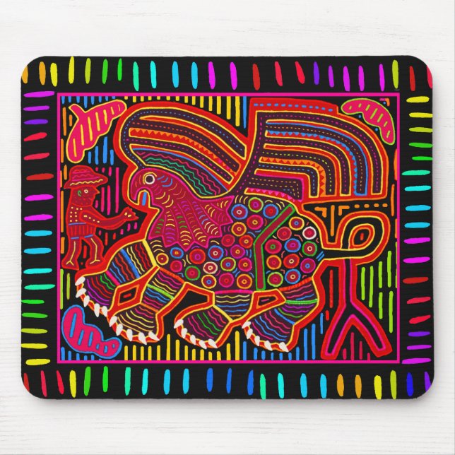 Kuna Indian Friendly Dragon Mola Mouse Pad (Front)