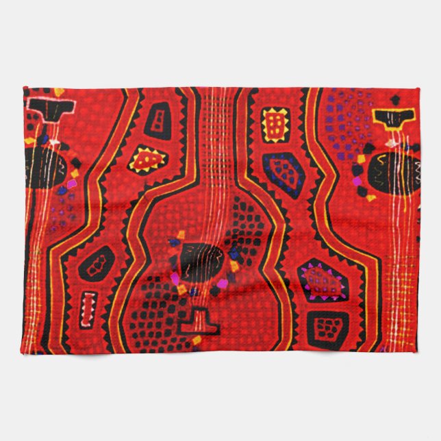 Kuna Indian Guitars Kitchen Towel (Horizontal)