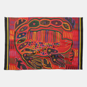Kuna Indian Iguana Mola Kitchen Towel