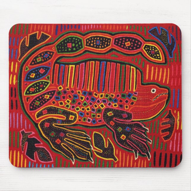 Kuna Indian Iguana Mola Mouse Pad (Front)