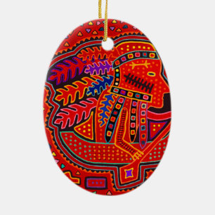 Kuna Indian Man in Canoe Ceramic Ornament