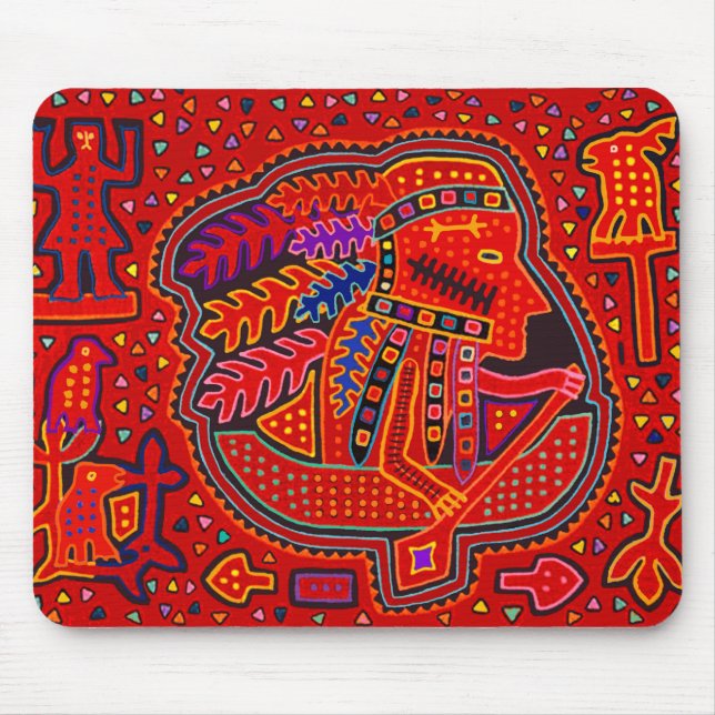 Kuna Indian Man in Canoe Mouse Pad (Front)