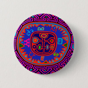 Kuna Indian Mola Compass 2 Inch Round Button