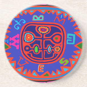Kuna Indian Mola Compass Coaster