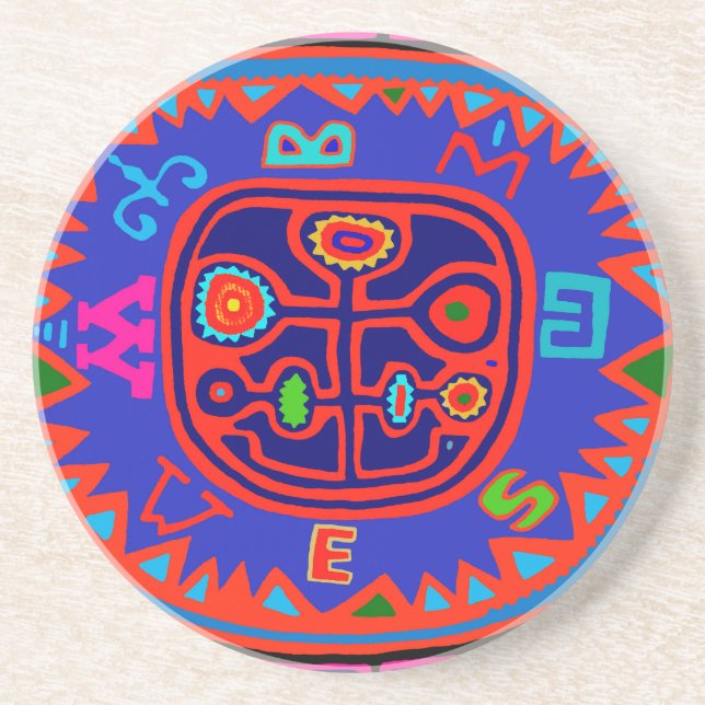 Kuna Indian Mola Compass Coaster (Front)