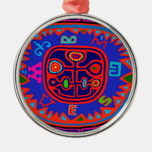 Kuna Indian Mola Compass Metal Ornament