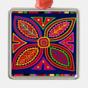 Kuna Indian Mola Flora Metal Ornament