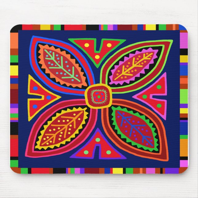 Kuna Indian Mola Flora Mouse Pad (Front)