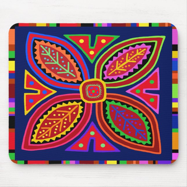 Kuna Indian Mola Flora Mouse Pad (Front)