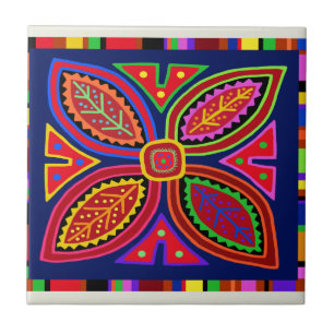 Kuna Indian Mola Flora Tile