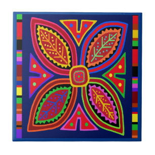 Kuna Indian Mola Flower Tile