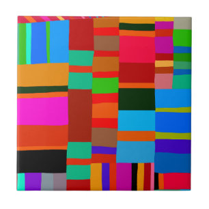 Kuna Indian Mola Folk Art - Red Blue Orange Tile