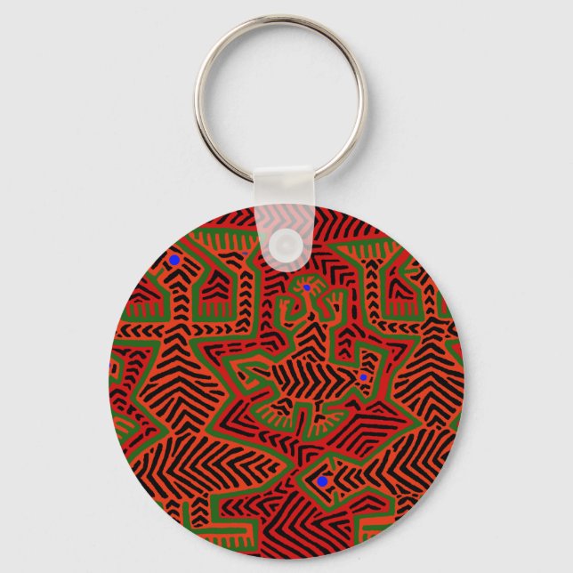 Kuna Indian Mola Spirits Keychain (Front)
