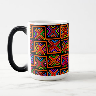 Kuna Indian Mola Tribal Checks - Red Magic Mug