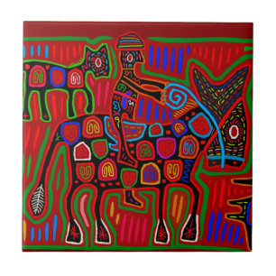 Kuna Indian Rodeo Cowboy Tile