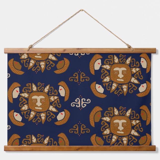 Kuna Indian Sun Gods Hanging Tapestry (Front)
