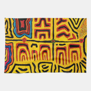 Kuna Indian Tribal Walking Turtle Kitchen Towel