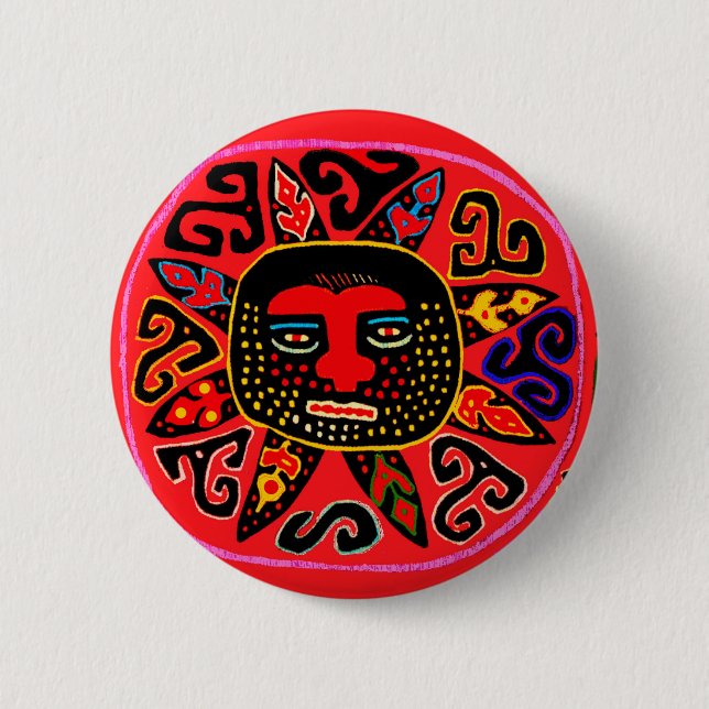 Kuna Tribal Del Sol 2 Inch Round Button (Front)