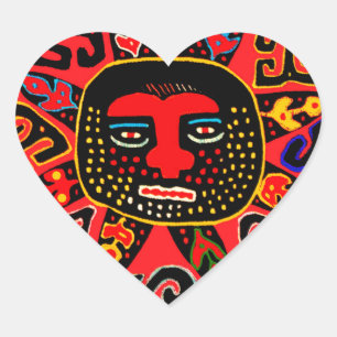 Kuna Tribal Del Sol Heart Sticker