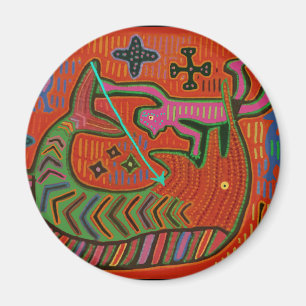 Kuna Tribal Man Spearing Swordfish Magnet