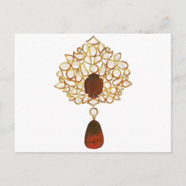 Kundan & ruby brooch postcard (Front)