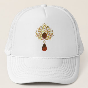 Kundan & ruby brooch trucker hat