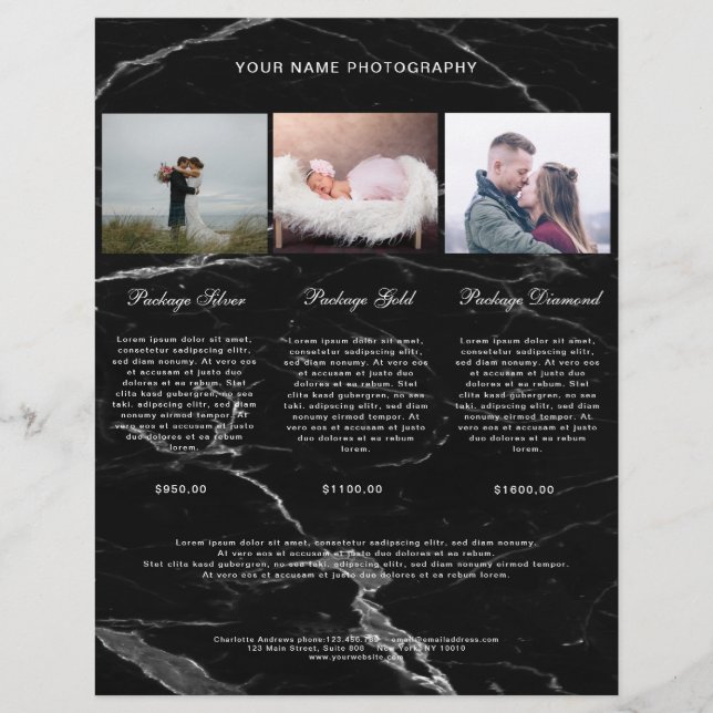 Kundenspezifisch Black Marble Foto Preisliste (Front)