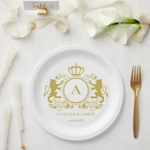 Kundenspezifisch Logo Monogramm Wappen Löwen Paper Plate