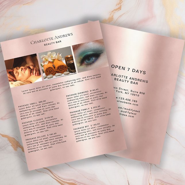 Kundenspezifischer Foto Preislisten Salon Flyer (Creator Uploaded)