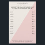 Kundenspezifischer Preislisten Salon Flyer<br><div class="desc">Kundenspezifischer Preislisten - Flyer. Personalisiere dein Produkt in Minuten. Über "weiteres personalisieren" können Schriftart,  Schriftgröße,  Position und die Farbe geändert werden. Perfekt für Fotografen; Wellness,  Massage,  Beauty und alle anderen Serviceleistungen.</div>