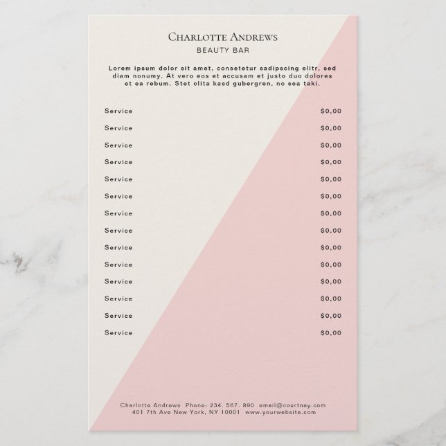 Kundenspezifischer Preislisten Salon Flyer (Front)