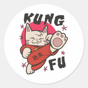 Kung Fu Cat Classic Round Sticker