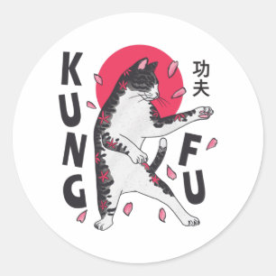 Kung Fu Cat Classic Round Sticker