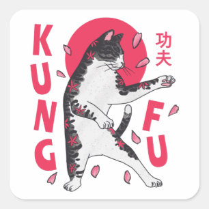 Kung Fu Cat Square Sticker