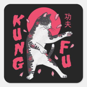 Kung Fu Cat Square Sticker