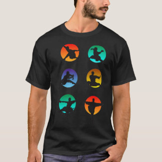Kung Fu Fighters in colourful circle backgrounds T-Shirt