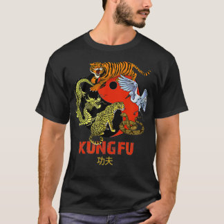Kung Fu  Five Animals Forms Chinese Martial Arts T-Shirt