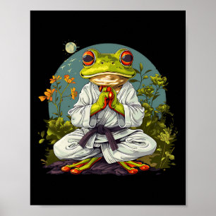 Kung Fu Frog Nature Taekwondo Kickboxing Frog Mart Poster
