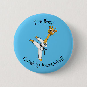 Kung Fu giraffe cartoon illustration 2 Inch Round Button