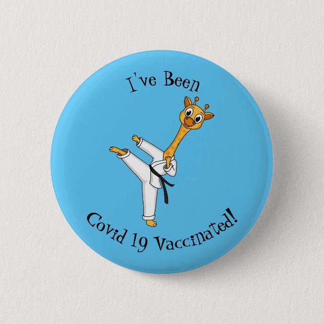 Kung Fu giraffe cartoon illustration 2 Inch Round Button (Front)