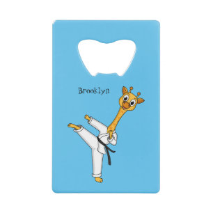 Kung Fu giraffe cartoon illustration Credit Card Bottle Opener