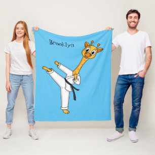Kung Fu giraffe cartoon illustration Fleece Blanket