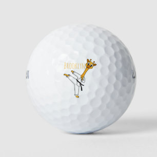 Kung Fu giraffe cartoon illustration Golf Balls