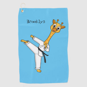 Kung Fu giraffe cartoon illustration Golf Towel