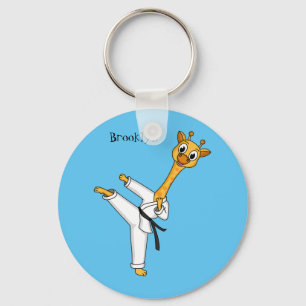 Kung Fu giraffe cartoon illustration Keychain