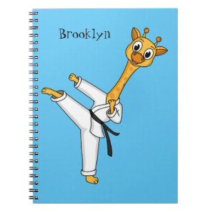 Kung Fu giraffe cartoon illustration Notebook