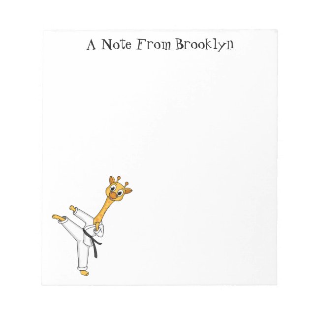 Kung Fu giraffe cartoon illustration Notepad (Front)