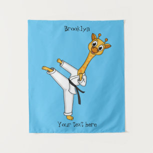 Kung Fu giraffe cartoon illustration  Tapestry