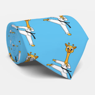 Kung Fu giraffe cartoon illustration Tie