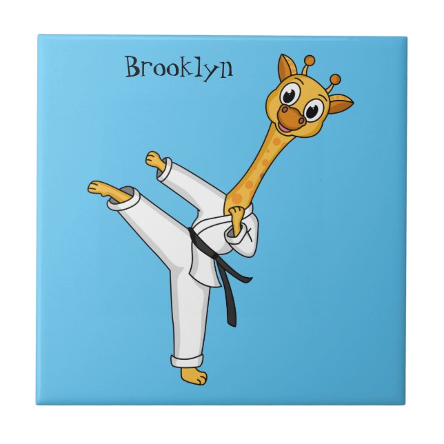 Kung Fu giraffe cartoon illustration Tile (Front)